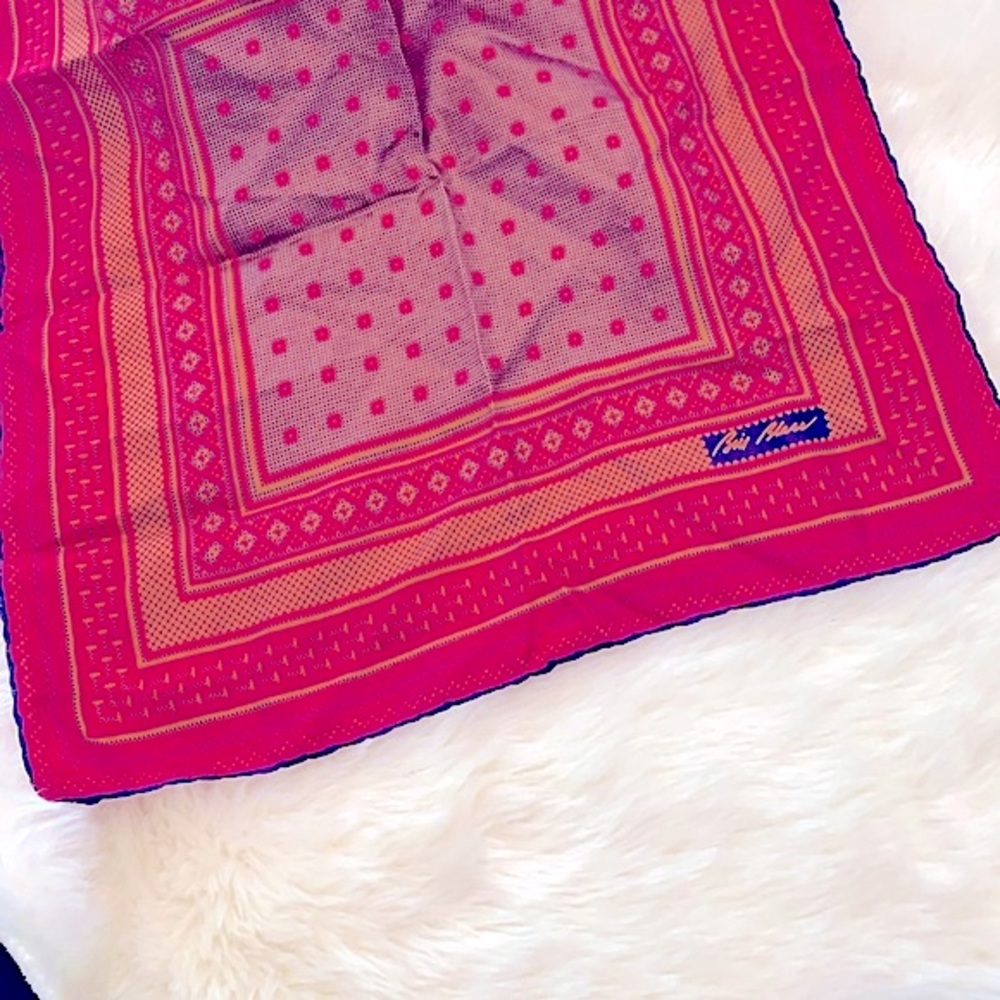 Chic_Classy Vintage Maroon Geometric Printed Square Scarf~By Designer Bill Blass - Picture 9 of 16